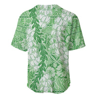 Green Puakenikeni and Maile Lei Baseball Jersey Hawaiian Style Tribal Tapa Double Strand Lei LT9 - Polynesian Pride