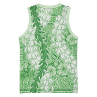 Green Puakenikeni and Maile Lei Basketball Jersey Hawaiian Style Tribal Tapa Double Strand Lei LT9 - Polynesian Pride