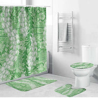 Green Puakenikeni and Maile Lei Bathroom Set Hawaiian Style Tribal Tapa Double Strand Lei LT9 Bathroom Set (4 pcs) Green - Polynesian Pride