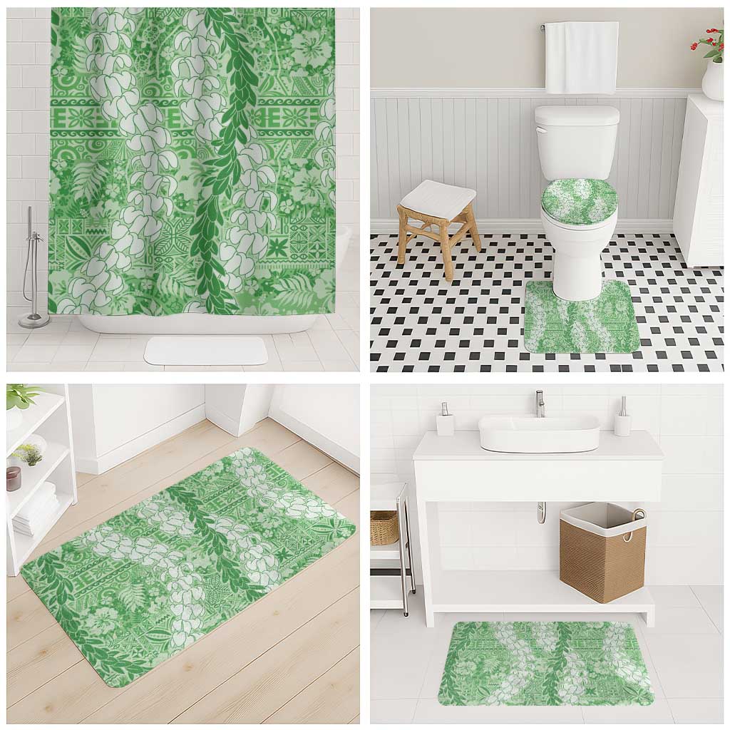 Green Puakenikeni and Maile Lei Bathroom Set Hawaiian Style Tribal Tapa Double Strand Lei LT9 - Polynesian Pride
