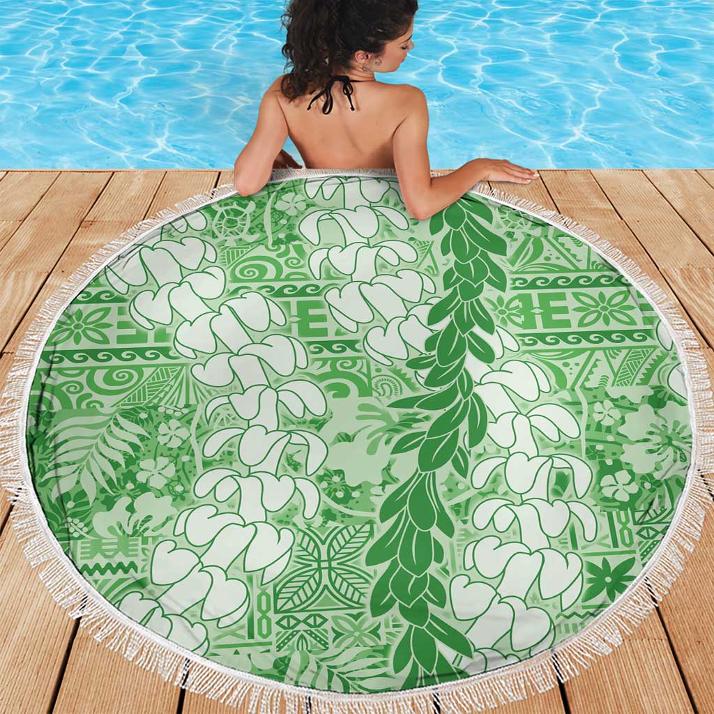 Green Puakenikeni and Maile Lei Beach Blanket Hawaiian Style Tribal Tapa Double Strand Lei LT9 - Polynesian Pride