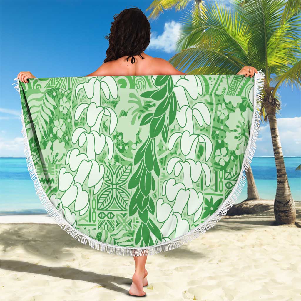 Green Puakenikeni and Maile Lei Beach Blanket Hawaiian Style Tribal Tapa Double Strand Lei LT9 - Polynesian Pride