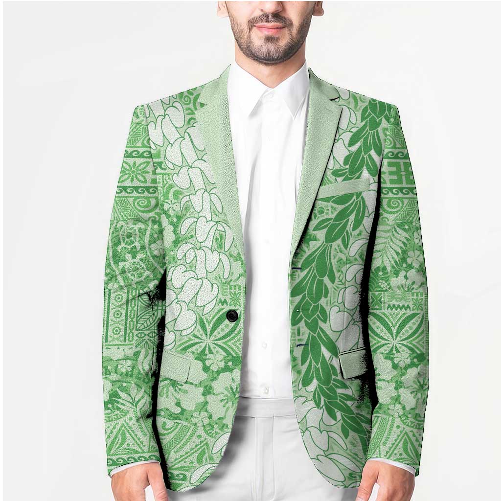 Green Puakenikeni and Maile Lei Blazer Hawaiian Style Tribal Tapa Double Strand Lei LT9 - Polynesian Pride