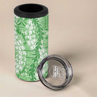 Green Puakenikeni and Maile Lei 4 in 1 Can Cooler Tumbler Hawaiian Style Tribal Tapa Double Strand Lei LT9 - Polynesian Pride