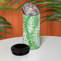 Green Puakenikeni and Maile Lei 4 in 1 Can Cooler Tumbler Hawaiian Style Tribal Tapa Double Strand Lei LT9 - Polynesian Pride