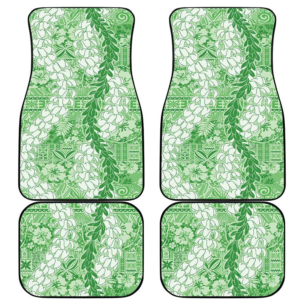 Green Puakenikeni and Maile Lei Car Mats Hawaiian Style Tribal Tapa Double Strand Lei LT9 - Polynesian Pride