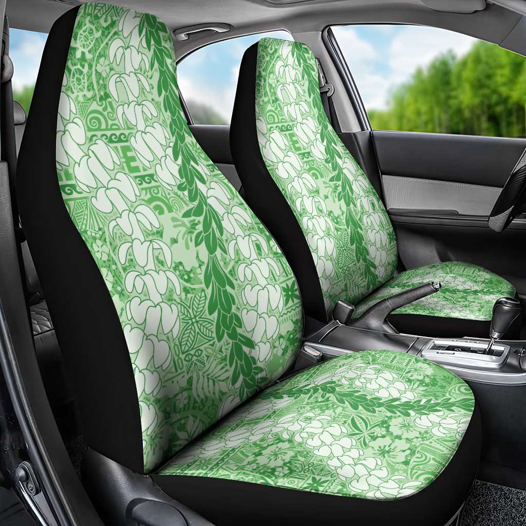 Green Puakenikeni and Maile Lei Car Seat Cover Hawaiian Style Tribal Tapa Double Strand Lei LT9 - Polynesian Pride