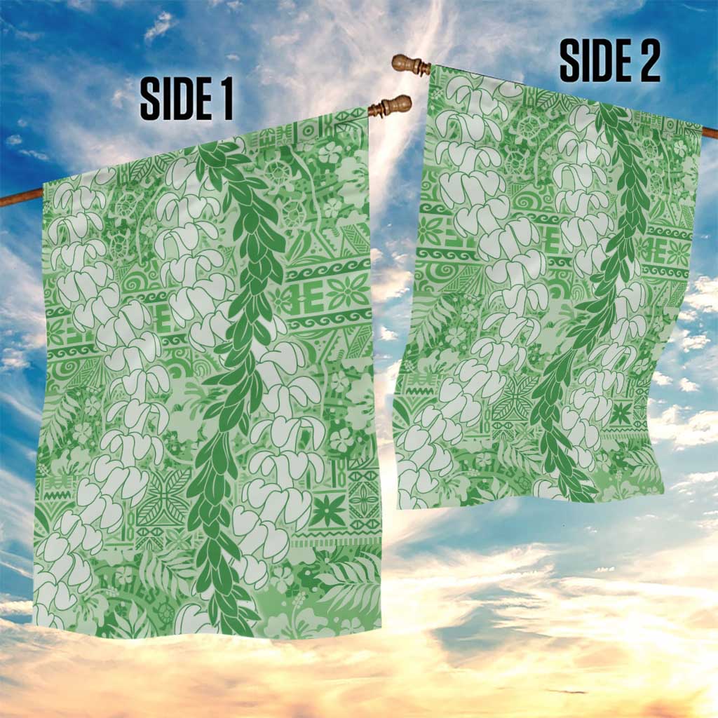 Green Puakenikeni and Maile Lei Garden Flag Hawaiian Style Tribal Tapa Double Strand Lei LT9 - Polynesian Pride