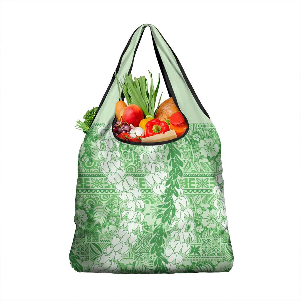 Green Puakenikeni and Maile Lei Grocery Bag Hawaiian Style Tribal Tapa Double Strand Lei LT9 1-pack One Size Green - Polynesian Pride