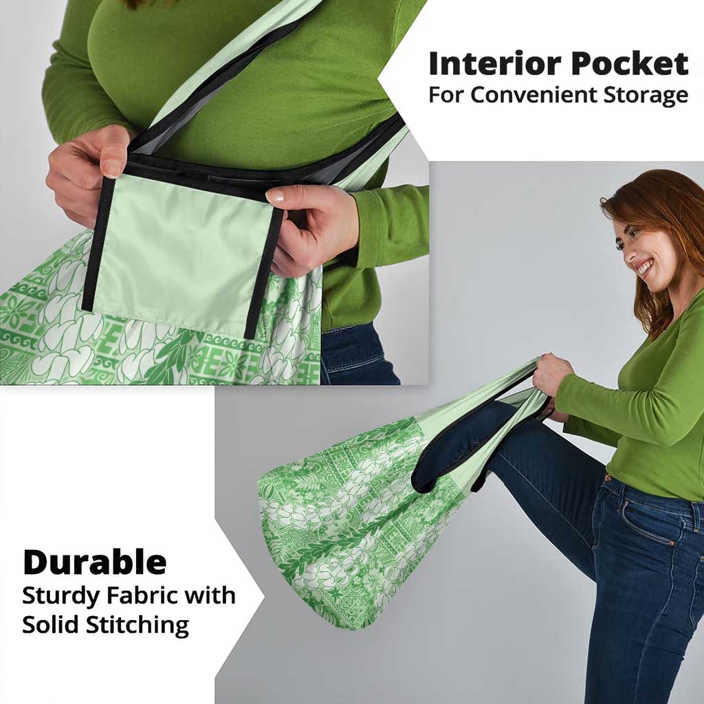 Green Puakenikeni and Maile Lei Grocery Bag Hawaiian Style Tribal Tapa Double Strand Lei LT9 - Polynesian Pride