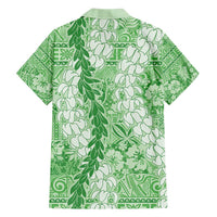Green Puakenikeni and Maile Lei Hawaiian Shirt Hawaiian Style Tribal Tapa Double Strand Lei LT9 - Polynesian Pride