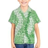 Green Puakenikeni and Maile Lei Hawaiian Shirt Hawaiian Style Tribal Tapa Double Strand Lei LT9 - Polynesian Pride