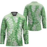 Green Puakenikeni and Maile Lei Hockey Jersey Hawaiian Style Tribal Tapa Double Strand Lei LT9 - Polynesian Pride