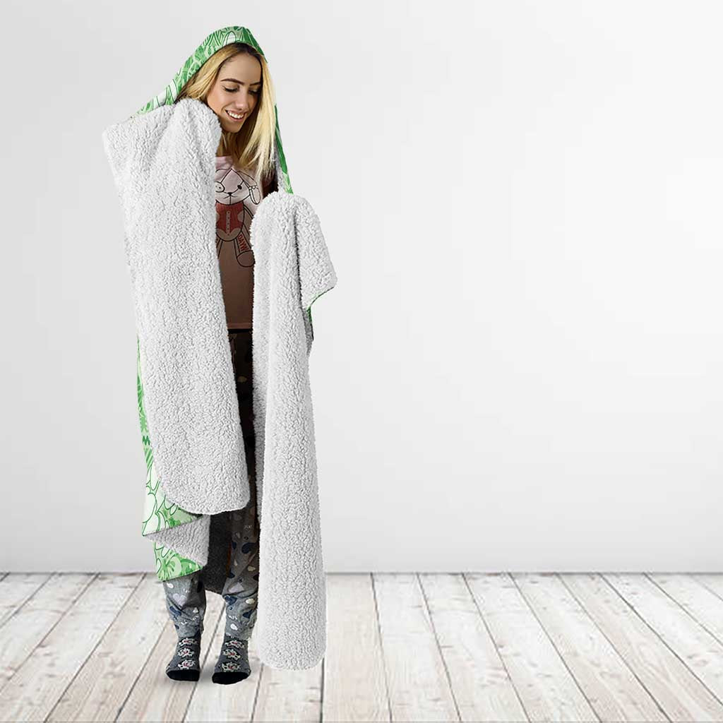 Green Puakenikeni and Maile Lei Hooded Blanket Hawaiian Style Tribal Tapa Double Strand Lei LT9 - Polynesian Pride