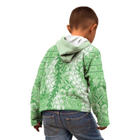 Green Puakenikeni and Maile Lei Kid Hoodie Hawaiian Style Tribal Tapa Double Strand Lei LT9 - Polynesian Pride