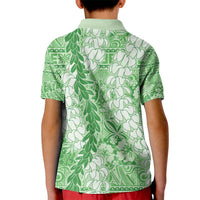 Green Puakenikeni and Maile Lei Kid Polo Shirt Hawaiian Style Tribal Tapa Double Strand Lei LT9 - Polynesian Pride