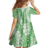 Green Puakenikeni and Maile Lei Kid Short Sleeve Dress Hawaiian Style Tribal Tapa Double Strand Lei LT9 - Polynesian Pride