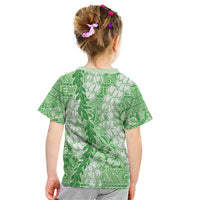Green Puakenikeni and Maile Lei Kid T Shirt Hawaiian Style Tribal Tapa Double Strand Lei LT9 - Polynesian Pride