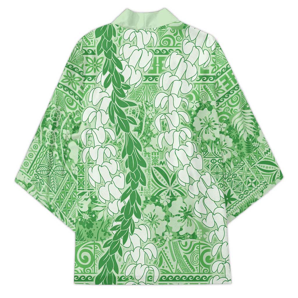 Green Puakenikeni and Maile Lei Kimono Hawaiian Style Tribal Tapa Double Strand Lei LT9 - Polynesian Pride