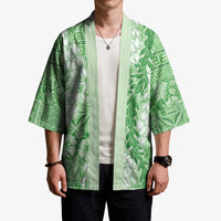 Green Puakenikeni and Maile Lei Kimono Hawaiian Style Tribal Tapa Double Strand Lei LT9 - Polynesian Pride
