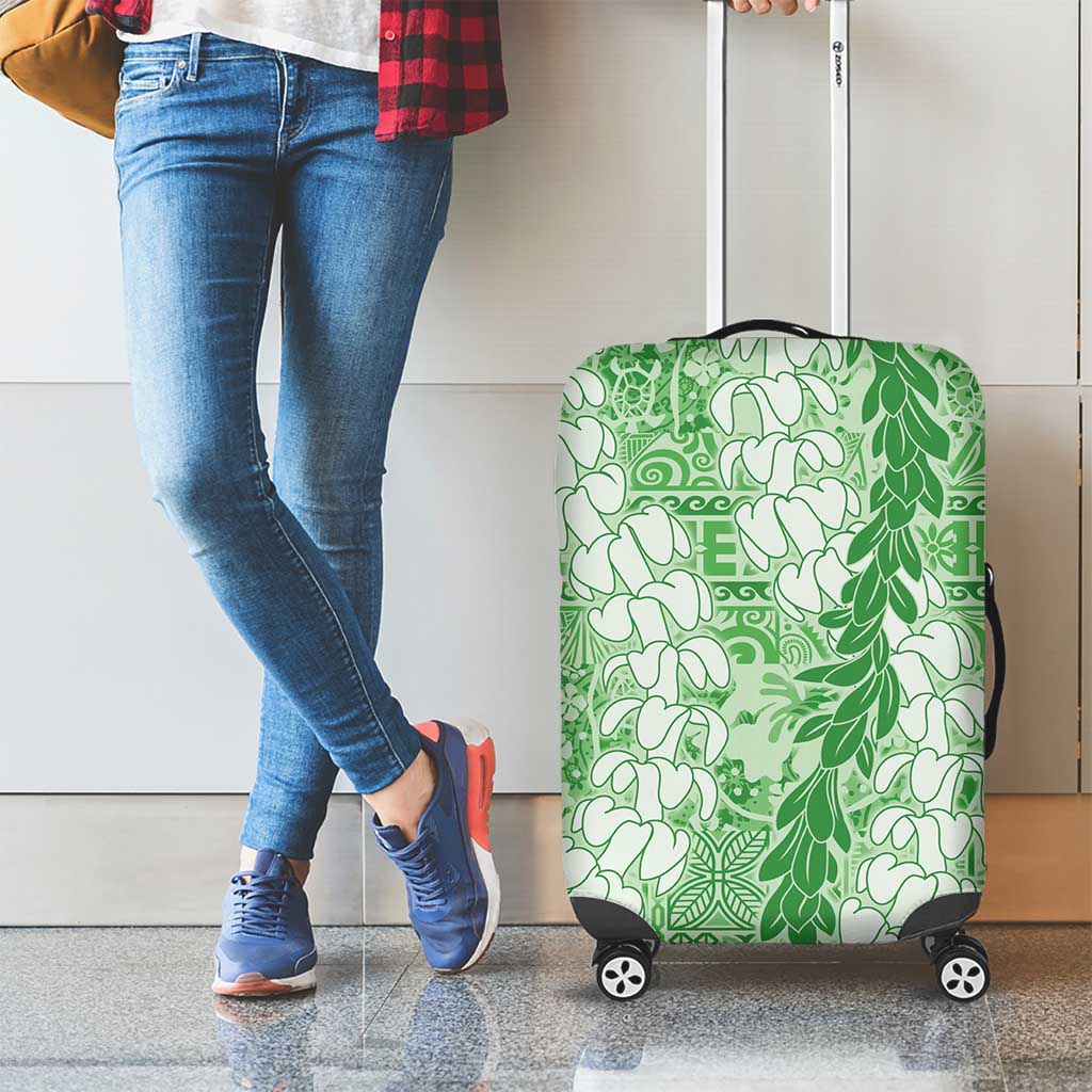 Green Puakenikeni and Maile Lei Luggage Cover Hawaiian Style Tribal Tapa Double Strand Lei LT9 - Polynesian Pride