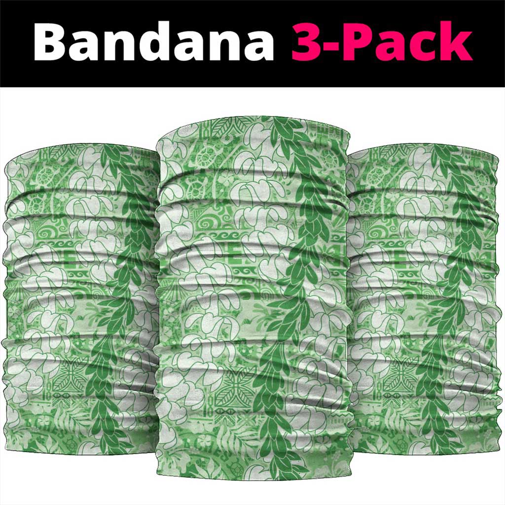 Green Puakenikeni and Maile Lei Neck Gaiter Hawaiian Style Tribal Tapa Double Strand Lei LT9 package One Size: 25*50cm Green - Polynesian Pride
