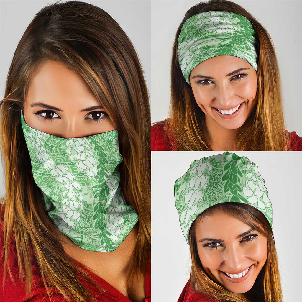 Green Puakenikeni and Maile Lei Neck Gaiter Hawaiian Style Tribal Tapa Double Strand Lei LT9 - Polynesian Pride