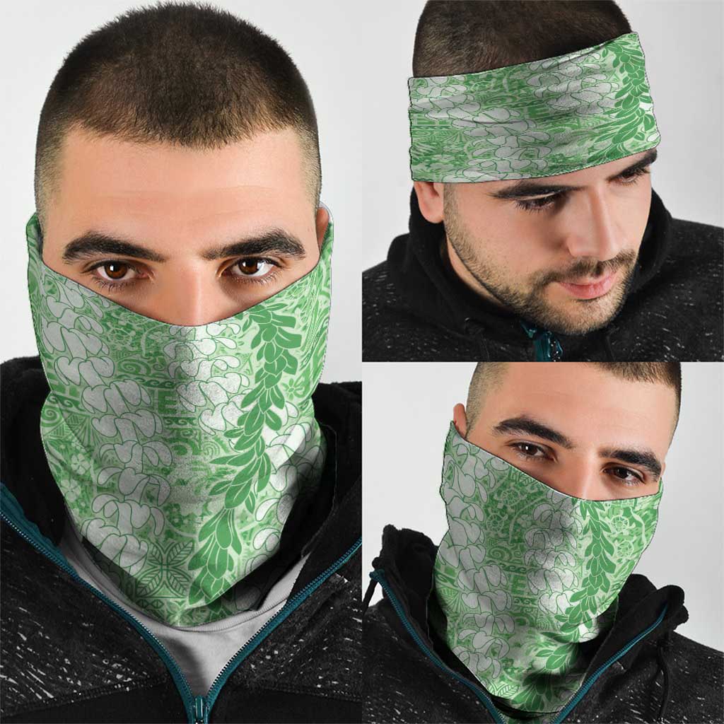 Green Puakenikeni and Maile Lei Neck Gaiter Hawaiian Style Tribal Tapa Double Strand Lei LT9 - Polynesian Pride