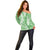 Green Puakenikeni and Maile Lei Off Shoulder Sweater Hawaiian Style Tribal Tapa Double Strand Lei