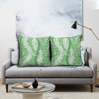 Green Puakenikeni and Maile Lei Pillow Cover Hawaiian Style Tribal Tapa Double Strand Lei LT9 - Polynesian Pride