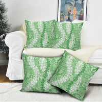 Green Puakenikeni and Maile Lei Pillow Cover Hawaiian Style Tribal Tapa Double Strand Lei LT9 - Polynesian Pride