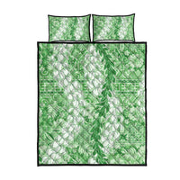 Green Puakenikeni and Maile Lei Quilt Bed Set Hawaiian Style Tribal Tapa Double Strand Lei LT9 - Polynesian Pride