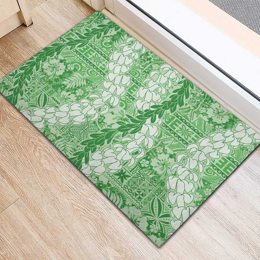 Green Puakenikeni and Maile Lei Rubber Doormat Hawaiian Style Tribal Tapa Double Strand Lei LT9 - Polynesian Pride