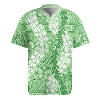 Green Puakenikeni and Maile Lei Rugby Jersey Hawaiian Style Tribal Tapa Double Strand Lei LT9 Green - Polynesian Pride