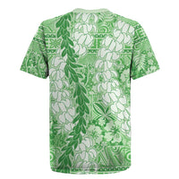Green Puakenikeni and Maile Lei Rugby Jersey Hawaiian Style Tribal Tapa Double Strand Lei LT9 - Polynesian Pride