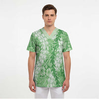 Green Puakenikeni and Maile Lei Scrub Top Hawaiian Style Tribal Tapa Double Strand Lei LT9 - Polynesian Pride