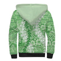 Green Puakenikeni and Maile Lei Sherpa Hoodie Hawaiian Style Tribal Tapa Double Strand Lei LT9 - Polynesian Pride