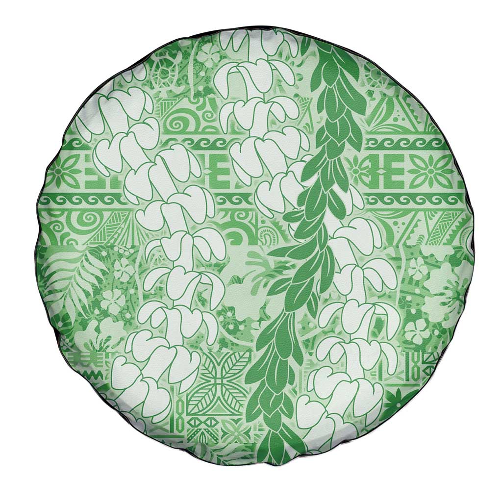 Green Puakenikeni and Maile Lei Spare Tire Cover Hawaiian Style Tribal Tapa Double Strand Lei LT9 - Polynesian Pride
