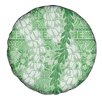 Green Puakenikeni and Maile Lei Spare Tire Cover Hawaiian Style Tribal Tapa Double Strand Lei LT9 - Polynesian Pride