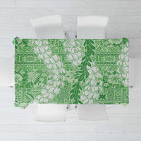 Green Puakenikeni and Maile Lei Tablecloth Hawaiian Style Tribal Tapa Double Strand Lei LT9 Green - Polynesian Pride