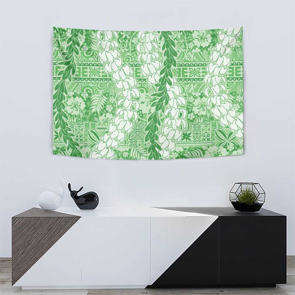Green Puakenikeni and Maile Lei Tapestry Hawaiian Style Tribal Tapa Double Strand Lei LT9 - Polynesian Pride