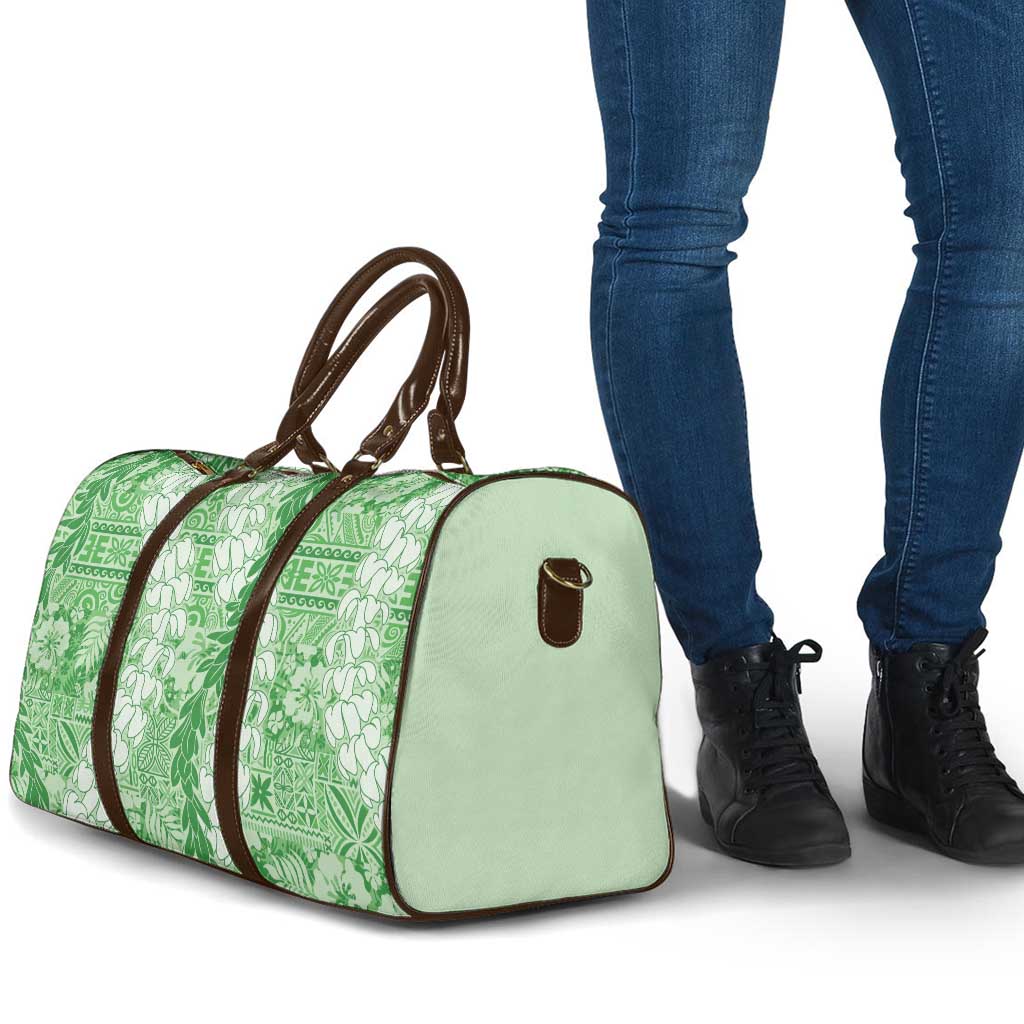 Green Puakenikeni and Maile Lei Travel Bag Hawaiian Style Tribal Tapa Double Strand Lei LT9 - Polynesian Pride