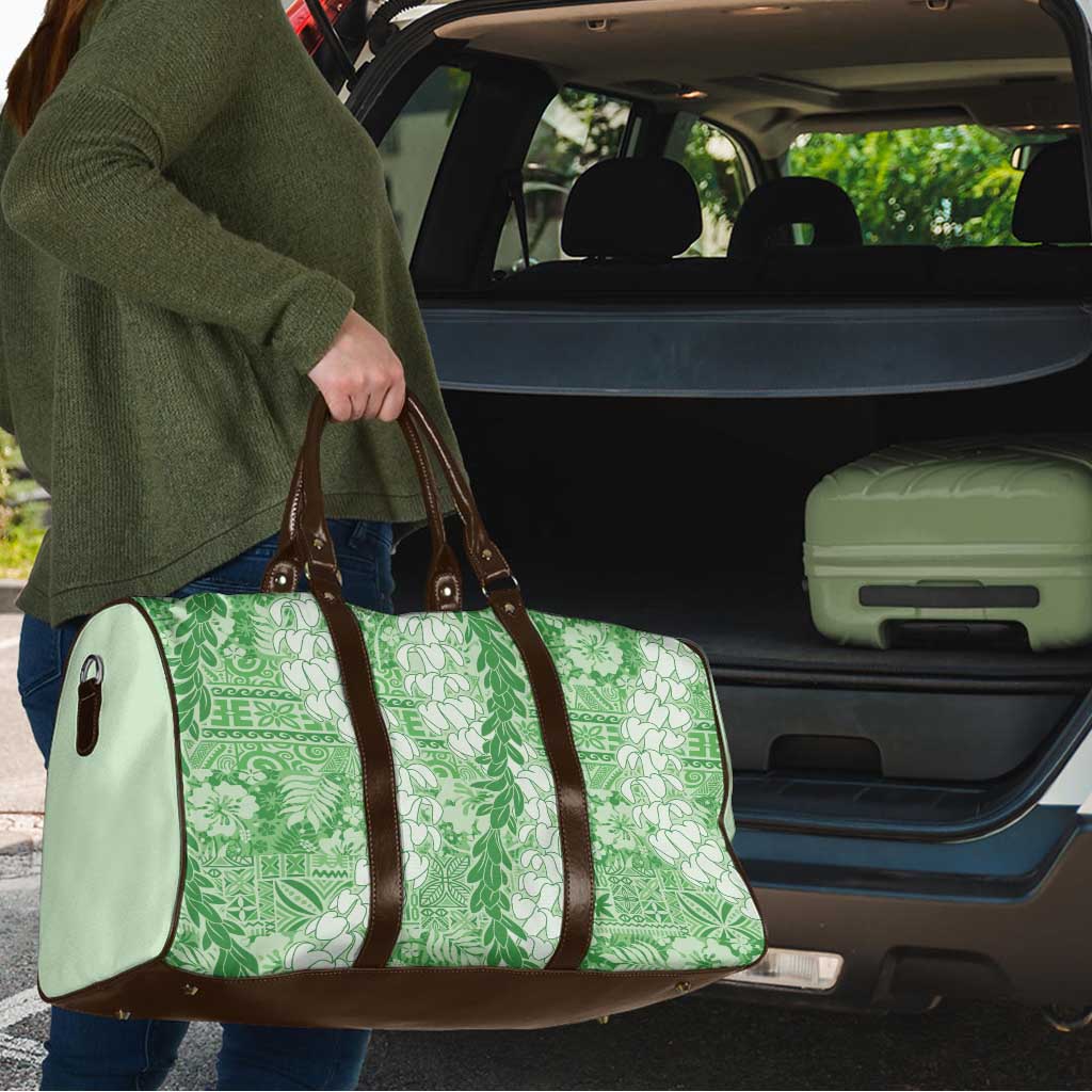 Green Puakenikeni and Maile Lei Travel Bag Hawaiian Style Tribal Tapa Double Strand Lei LT9 - Polynesian Pride