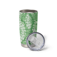 Green Puakenikeni and Maile Lei Tumbler Cup Hawaiian Style Tribal Tapa Double Strand Lei LT9 - Polynesian Pride