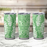 Green Puakenikeni and Maile Lei Tumbler Cup Hawaiian Style Tribal Tapa Double Strand Lei LT9 - Polynesian Pride
