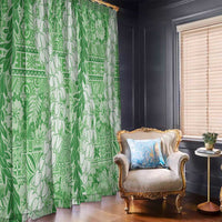 Green Puakenikeni and Maile Lei Window Curtain Hawaiian Style Tribal Tapa Double Strand Lei LT9 - Polynesian Pride