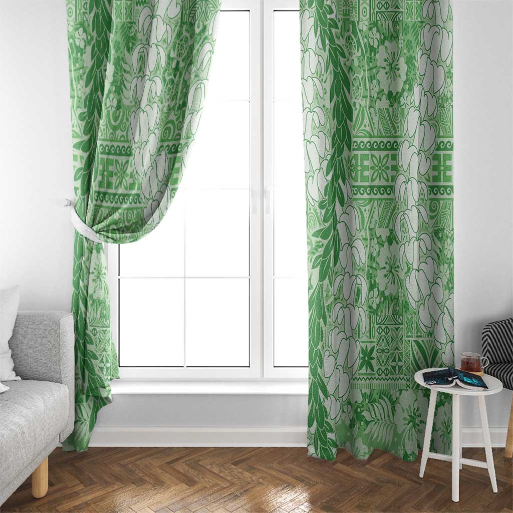 Green Puakenikeni and Maile Lei Window Curtain Hawaiian Style Tribal Tapa Double Strand Lei LT9 - Polynesian Pride