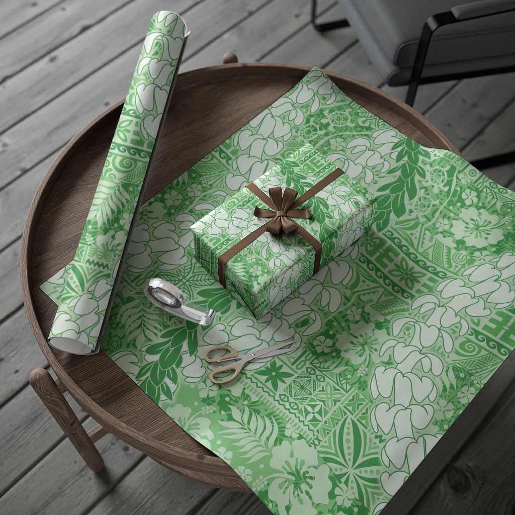 Green Puakenikeni and Maile Lei Wrapping Paper Hawaiian Style Tribal Tapa Double Strand Lei LT9 - Polynesian Pride
