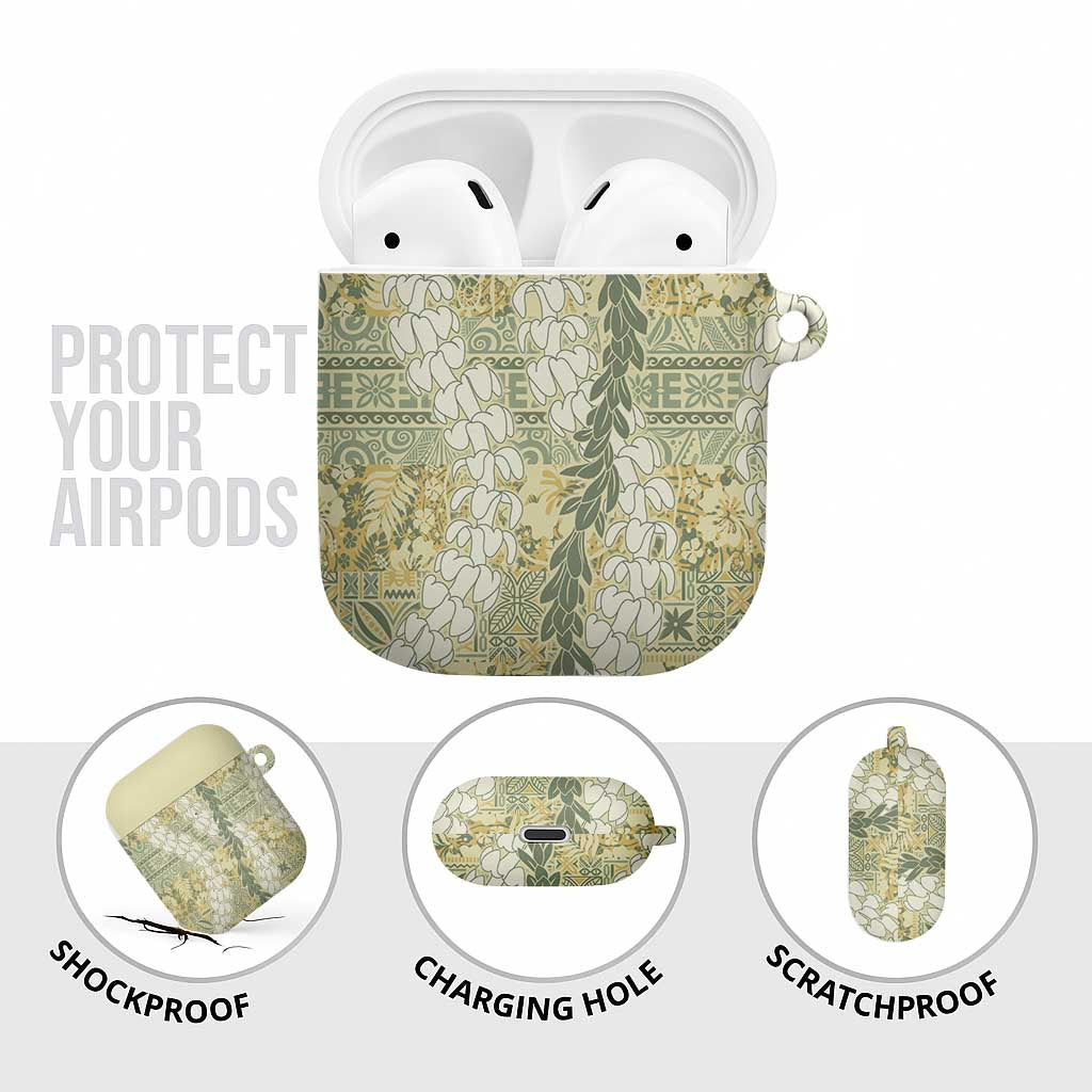 Vintage Puakenikeni and Maile Lei AirPods Case Hawaiian Style Tribal Tapa Double Strand Lei LT9 - Polynesian Pride