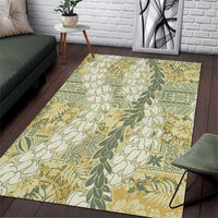 Vintage Puakenikeni and Maile Lei Area Rug Hawaiian Style Tribal Tapa Double Strand Lei LT9 Vintage - Polynesian Pride